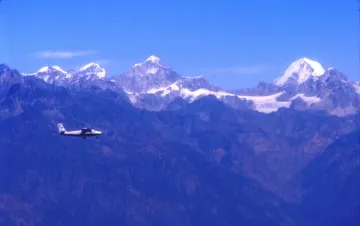 Flying to Lukla.